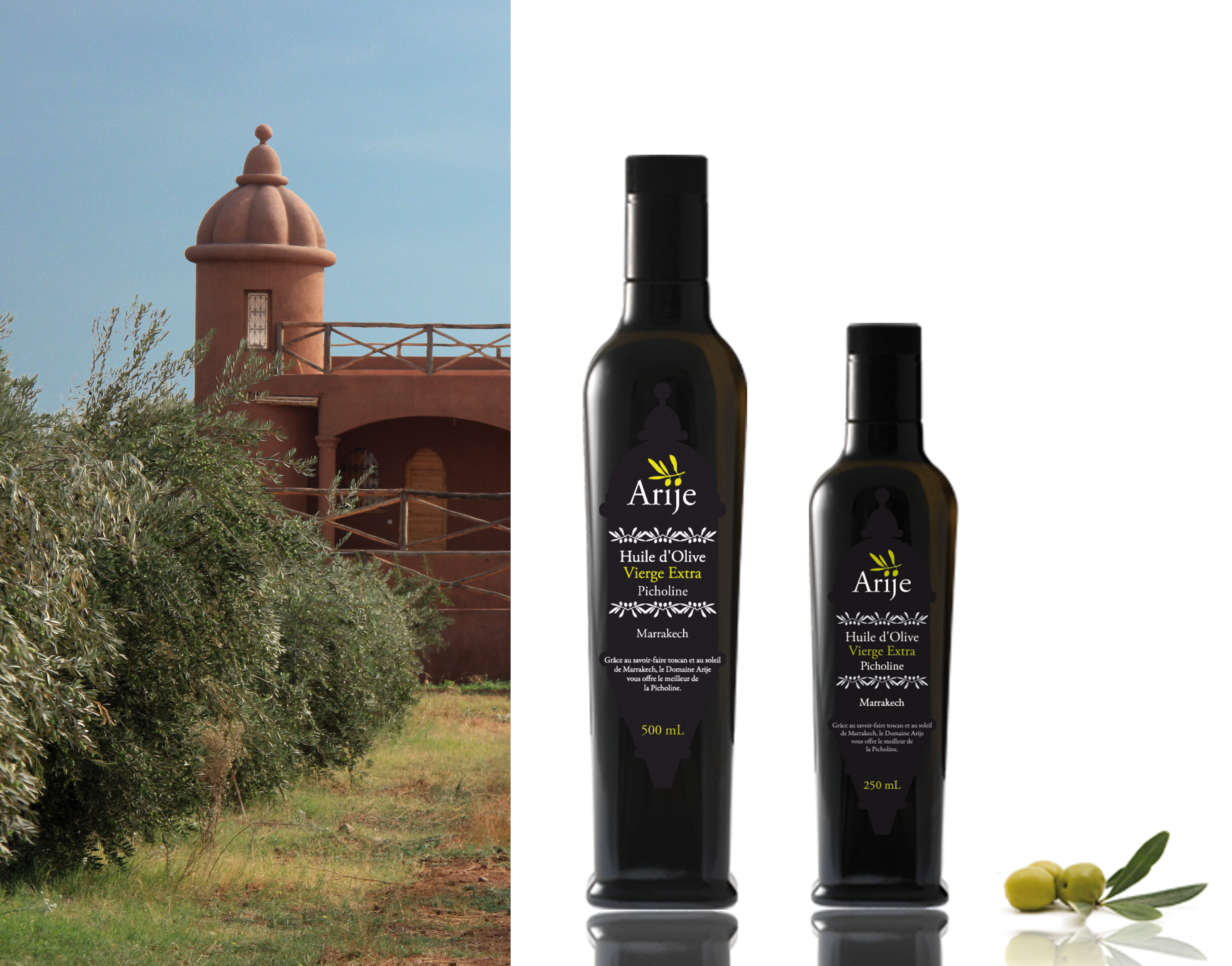 Le packaging est directement inspiré par les tours du Domaine / Our bottles’ label was inspired by the architecture of the Arije towers